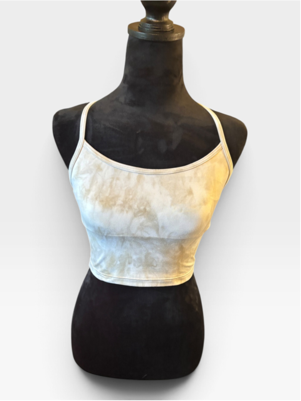 aerie Offline Sport Bra White, Oive Green Swirl - Size XS